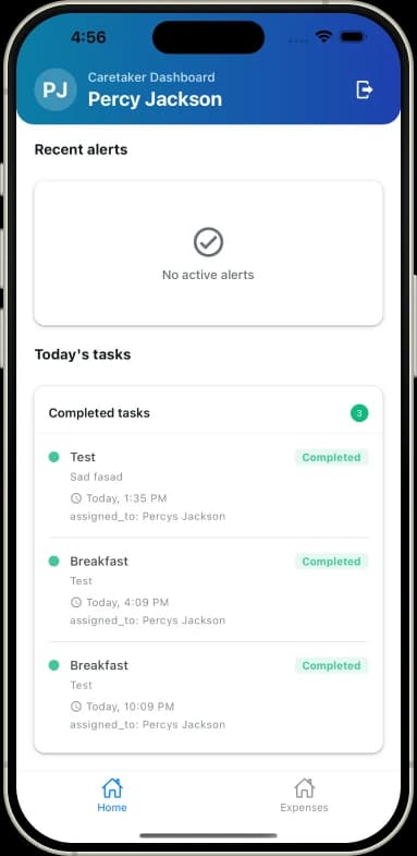 Kalu Care caregiver dashboard